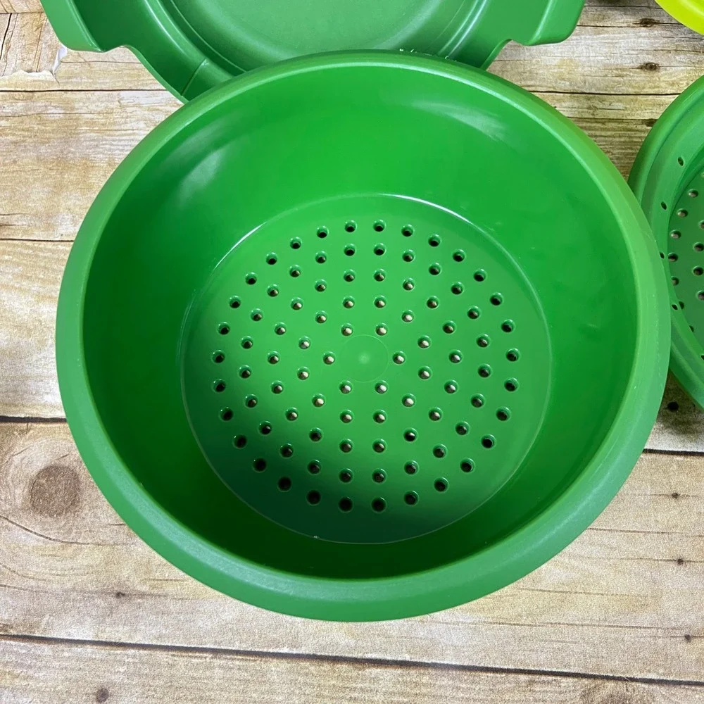 Tupperware Smart Steamer Microwave Multi Cooker 4- Piece Set Green Yellow